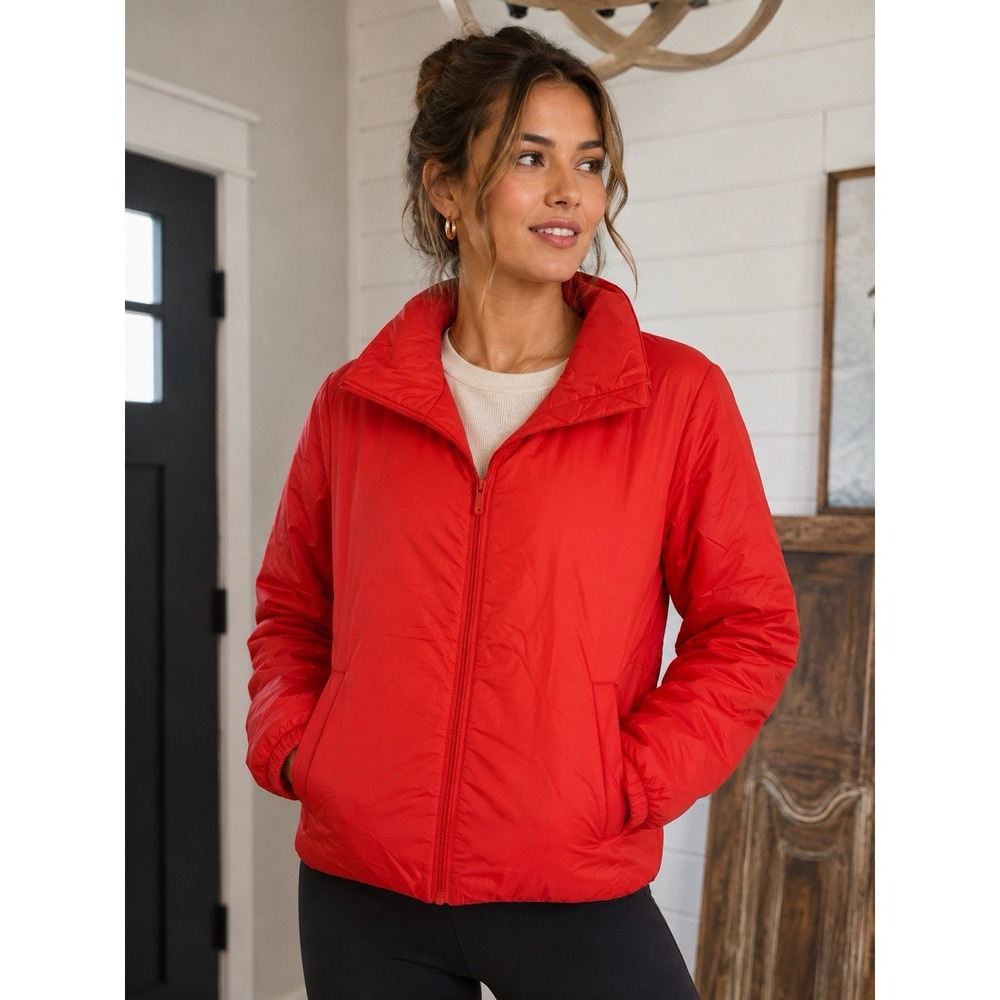 Zella Elevate Insulated Jacket Fiery Red Full Zip XL Athleisure Normcore